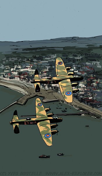 Lancasters attacking Le Havre by Yves Boistelle